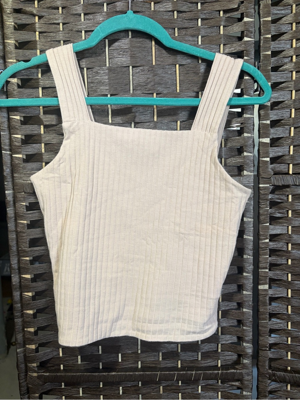 SO Ribbed Square-Neck Tank Top in Cream
